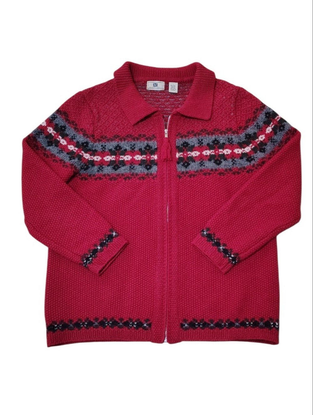 Vintage Maurices Shetland Wool Fair Isle Zip Sweater